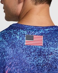 Men Nike USA Miler DRI-FIT Short Sleeve Running Shirt Red White Blue FJ3411 635
