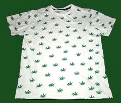 Men’s Medium White Marijuana Hemp Leaf Pattern by EIGHTY EIGHT BRAND