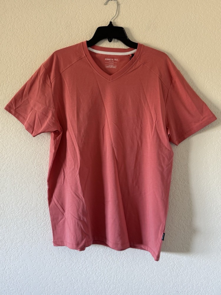 Kenneth Cole Large Knit V-Neck T-Shirt Vintage Rose Soft $49