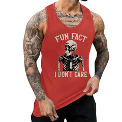 Fun Fact I Don’t Care Skull Funny Sarcastic Quote Tank Top