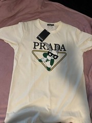 Prada Milano Men’s White Logo Graphic Crew Neck Short Sleeve T-Shirt Size S