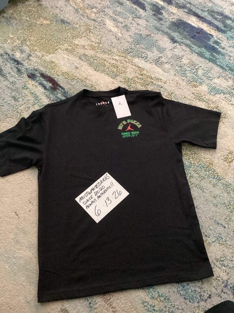 NWT Nike Air Jordan Graphic MJ’s Pizza 23 Black T-Shirt Men’s Sz S FREE SHIP