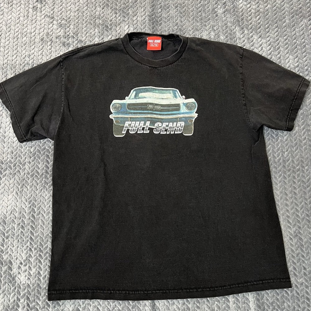 NELK BOYS Full Send Ford Mustang T-Shirt Mens XL Black Heavy Cotton Graphic