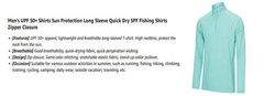 UPF50+ Men’s Sun Protection UV Shirts 1/4 Zip Long Sleeve Performance Golf Tops