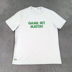 Lacoste T Shirt Game Set Match Tennis Gray Short Sleeve Unisex Adult XL