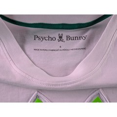 Psycho Bunny Mens White Neon Green Logo Pima Cotton T-Shirt B6U301Z1PC Size 4 S