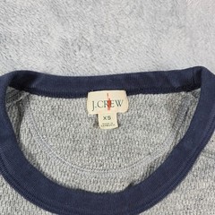 J.Crew Men XS Grey Thermal Shirt Contrast Navy Crew Neck Ringer Oarsman Waffle