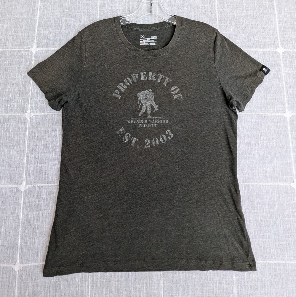 Under Armour Freedom Wounded Warrior Project Shirt Mens Small Gray Spots Rread*