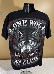 Hot Leathers Lone Wolf No Club Biker 2 Sided Shirt Men’s Size L