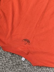 NEW MENS ADIDAS ORIGINALS TREFOILTEE T SHIRT LARGE #DV3286 Orange Allover Spell