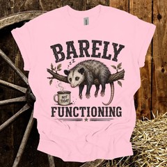 Barely Functioning Possum T-Shirt | Funny Sleepy Opossum Coffee Tee