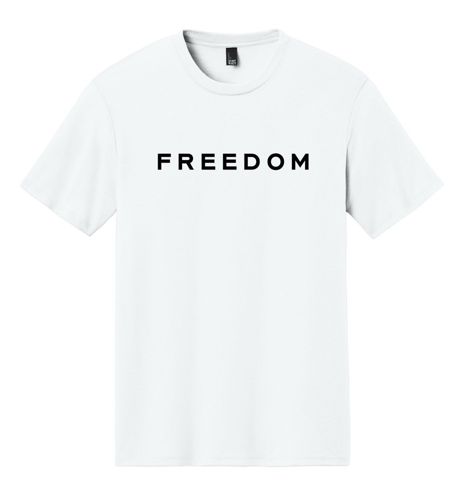 LARGE Charlie Kirk Freedom Graphic Tee White Tri-Blend Unisex Shirt