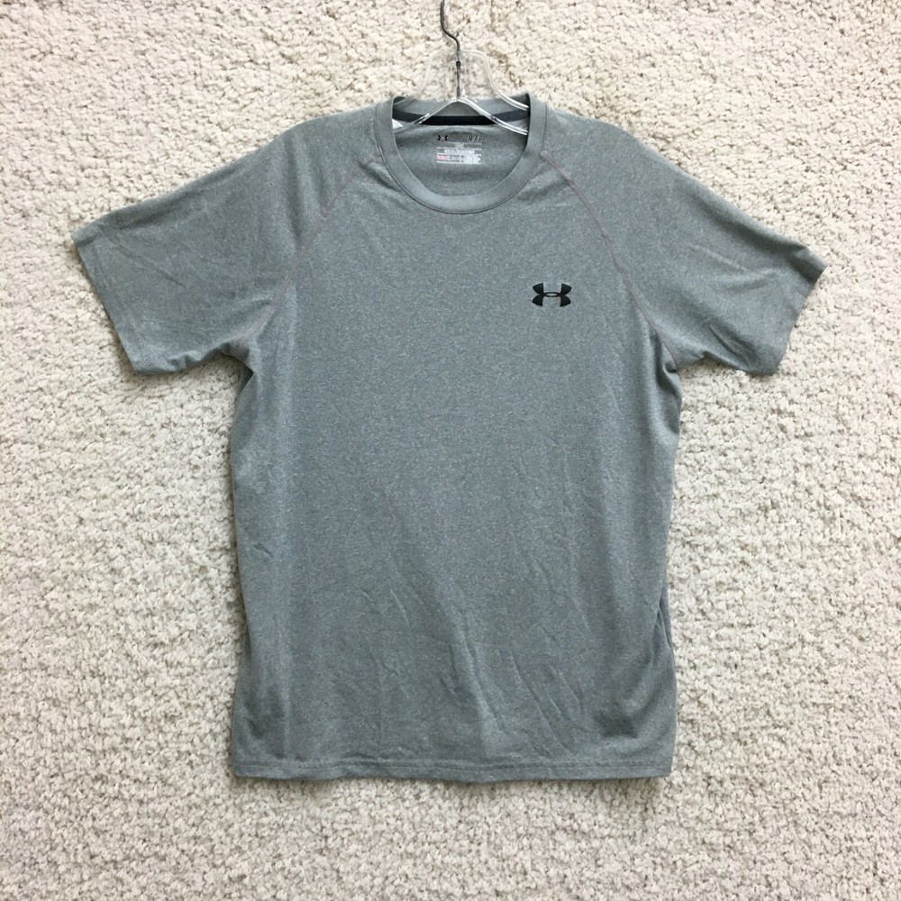 Under Armour Shirt Small Adult Gray Loose Heatgear Crewneck Short Sleeve Mens S