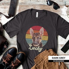 Custom Pet Portrait Retro Sunset Comfort Tee Personalized Dog Cat Pet Lover