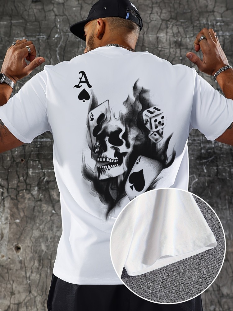 Ace of Spades Flaming Skull Graphic Tee – Edgy Poker Gambler Streetwear T-Shirt