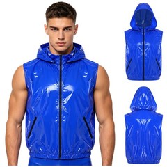 Men Waterproof Outwear Sports Coat Raincoat Sportsuits Windbreaker Hooded Vest