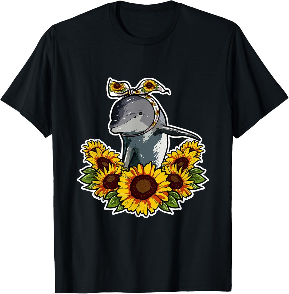 Cute Love Dolphin Gift Sunflower Decor Dolphin T-Shirt