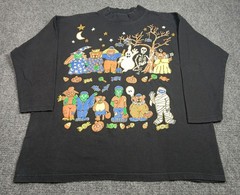Vintage 80s 90s Halloween Squad Long Sleeve Mens T Shirt Size XL Rare Mummy