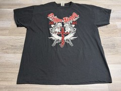Vintage Y2K Trigger Happy Graphic Tee Black XL Biker Tattoo Art Heraldic Cross