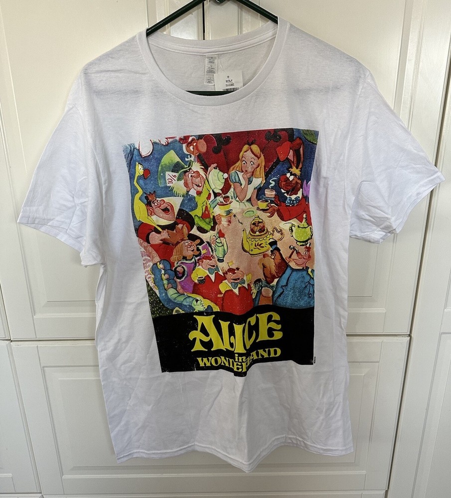 Alice In Wonderland Mad Hatter TShirt Mens L Large NWT New With Tags 100% Cotton
