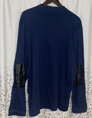 Kenneth Cole Reaction Pleather Trim Elbow Patches Long Sleeve Shirt Blue XXL