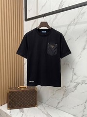 Prada Mercerized Cotton T-Shirt, Crew Neck, Black, Size XL