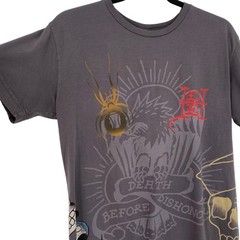 Y2K Ed Hardy Audigier Tattoo Art Skull Graphic Tee L Cotton Grey Made In USA