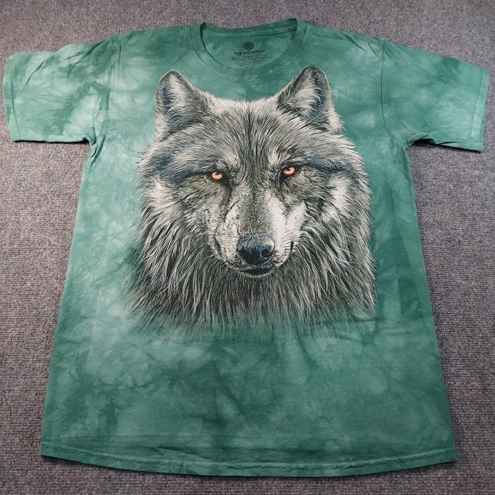 The Mountain Wolf T-Shirt Mens Large Green Tie Dye Animal Nature Tee