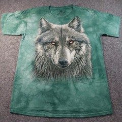 The Mountain Wolf T-Shirt Mens Large Green Tie Dye Animal Nature Tee