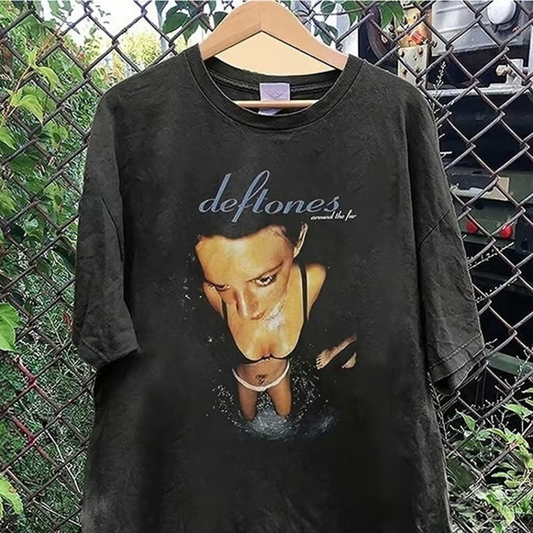 1997 Deftones Around The Fur T-Shirt for Music Lovers Black Cotton T-shirt