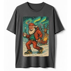 Funny Drunk Santa T-Shirt Modern Hip Hop Style Eggnog Christmas Lights Tee S-5XL