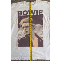 David Bowie Graphic T-Shirt Mens Large White Short Sleeve Rock Band Tee Portrait