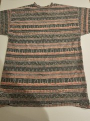 Frank Tribal Geometric Pattern T Shirt Mens M Distressed 90s Style Tee