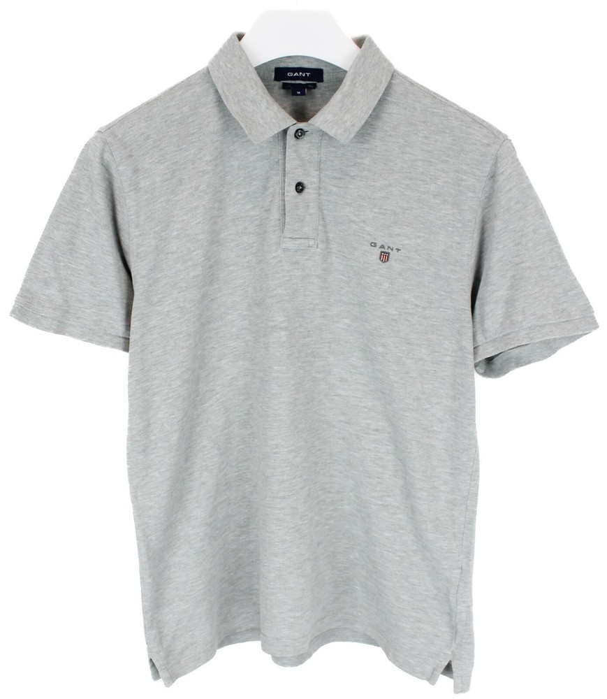 GANT Regular Fit T-Shirt Mens M Short Sleeve Polo Blend Grey