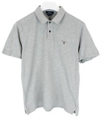 GANT Regular Fit T-Shirt Mens M Short Sleeve Polo Blend Grey