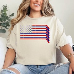 USA Flag Hockey Comfort Tee Patriotic Ice Fan Gift Men Women