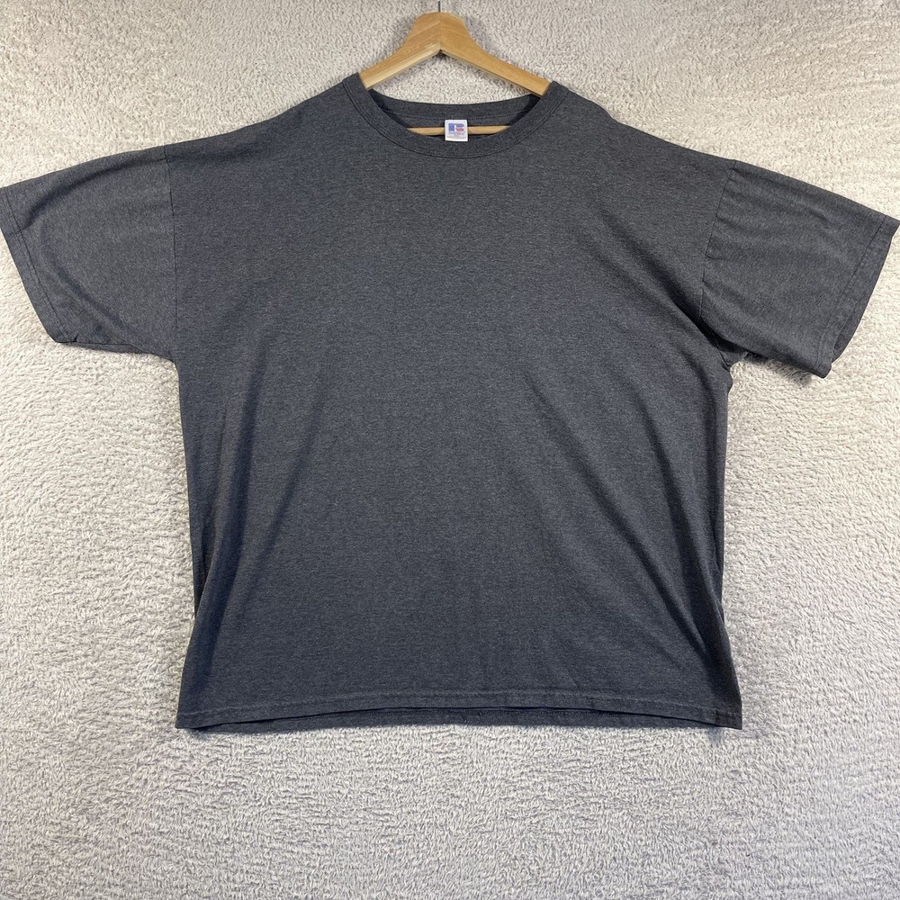 Vintage Russell Athletic Blank T-Shirt Adult 2XL Gray Y2K YZY Crewneck Grunge