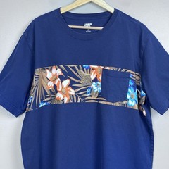 Lands End Super-T Men’s Cotton Hawaiian Print Colorblock Pocket Tee Size XL
