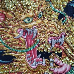 TARMAFIA Year of the Dragon Handmade Sequin & Beaded Mens L Shirt Power Fortune