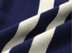Men’s Navy Knit Tee with White Stripes – 1970s Mod Vintage Style