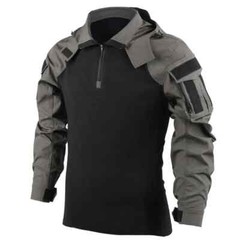 Outdoor Shirts Camo Combat T-Shirt Hooded Men Tactical Shirt Airsoft