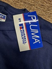 Vintage 90s Russell Athletic Pluma T-Shirt 2XL Navy Blue Deadstock NWT