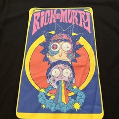 Official Rick And Morty Adult Swim Men’s Black Shirt Psychedelic Graphic Medium