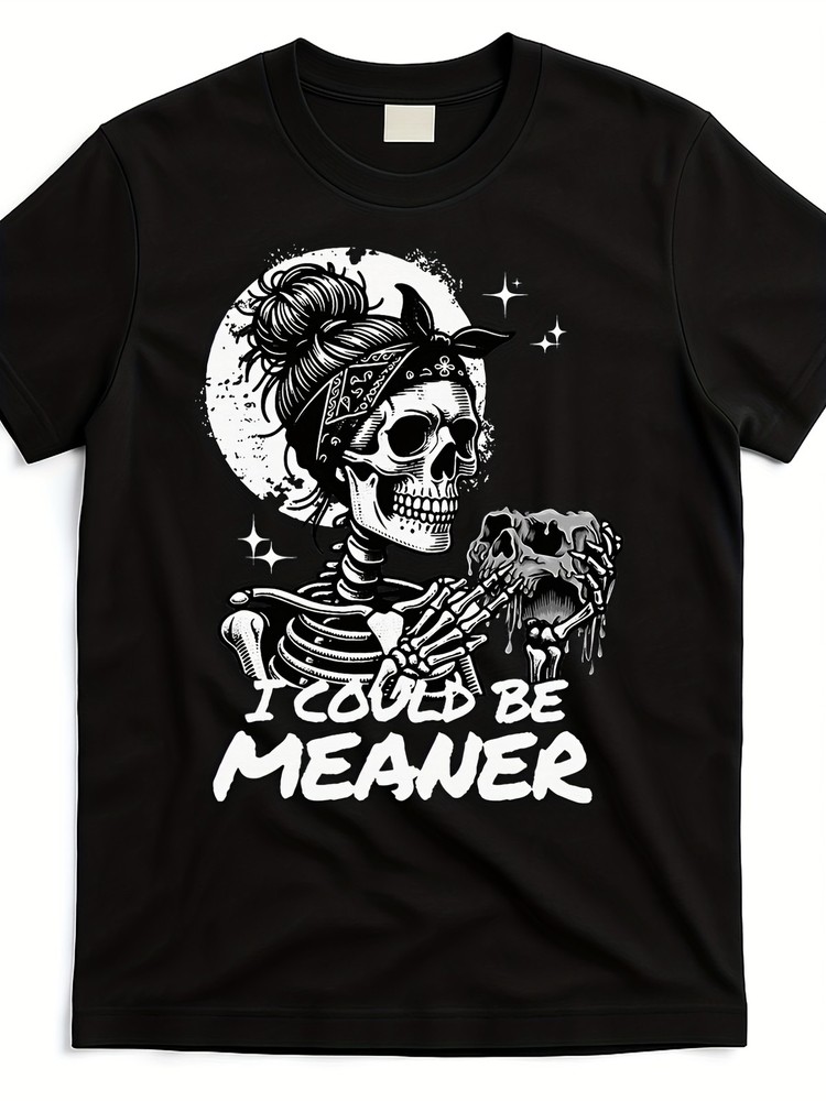 Men’S Gothic “I Could Be Meaner” Graphic T-Shirt