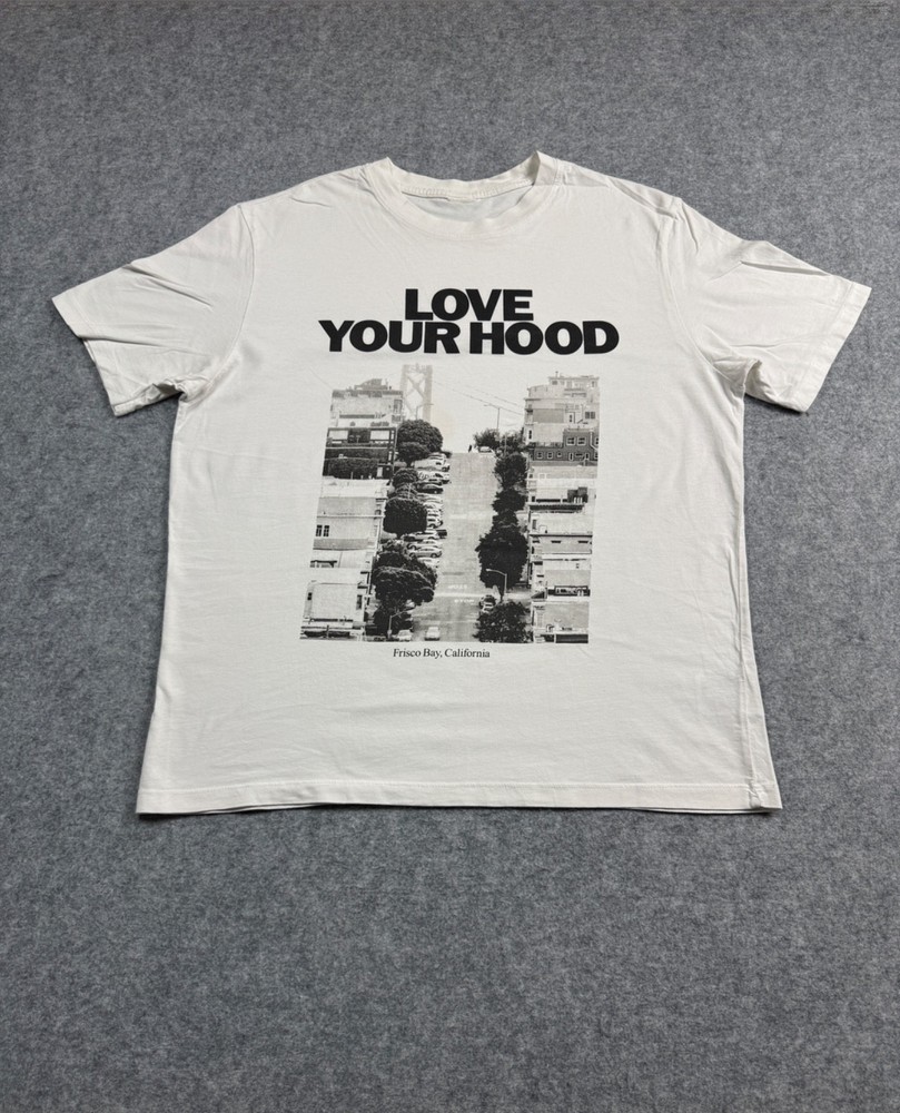 Frisco Bay are Hills SF California Love Your Hood white Shirt Boxy Slim Large