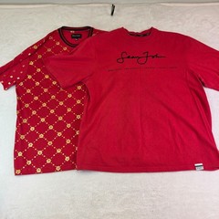 Drill Clothing Co & Sean John Mens 2XL Red Graphic T-Shirt Bundle Gold Foil 2pc