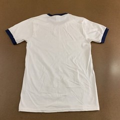 Port & Co Adult Size Small White Navy Trim Crew Neck Short Sleeve T-Shirt New