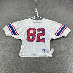 VINTAGE Russell Jersey Mens M White Blue Cropped Mesh Football Practice USA 90s