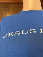 Vintage Jesus Is Lord Blue & White Shirt Size Medium Nations 2 Harvest Ministry
