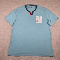 Psycho Bunny Mens XL Henley T-Shirt Blue Logo Pocket Short Sleeve Cotton Blend